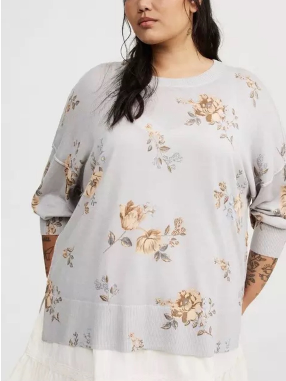 New Torrid Floral Sweater Plus Size 2X Pullover Oversized Lightweight Top Boho